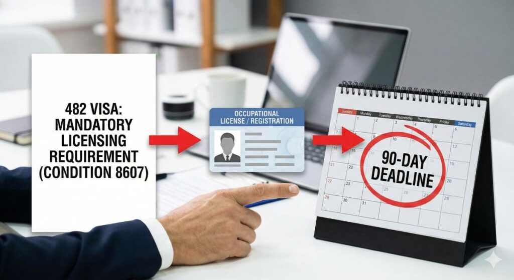 photo showing 482 visa licensing requirements with 90 days deadline to get license