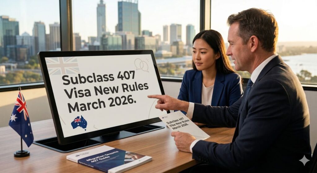 A couple looking at 407 visa new rules in March 2026