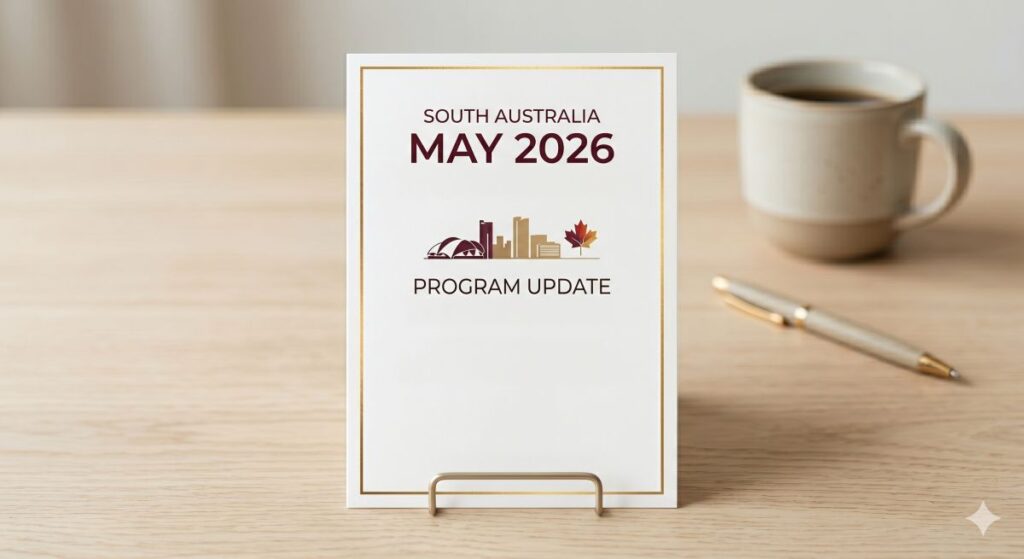 Card on the table with coffee cup and a pen showing SA Invitation Round May 2026 updates