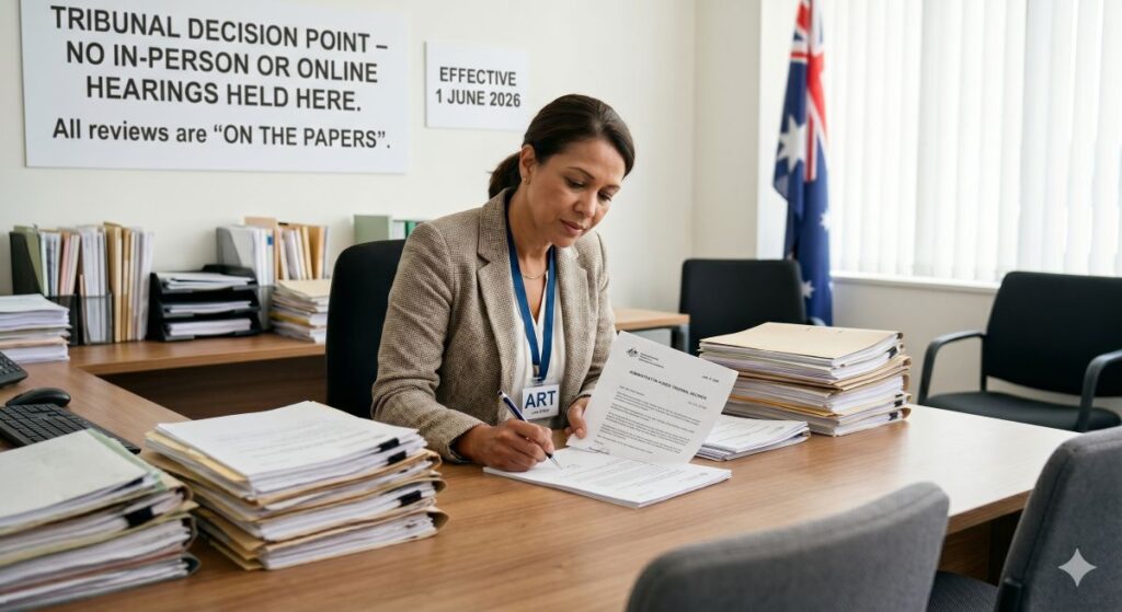 A case officer giving decision on Student visa refusal review on papers