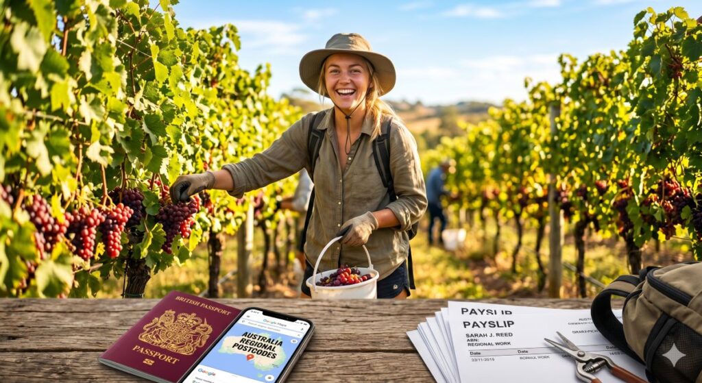 A foreign girl working in grape farms to complete her subclass 462 specified work condition